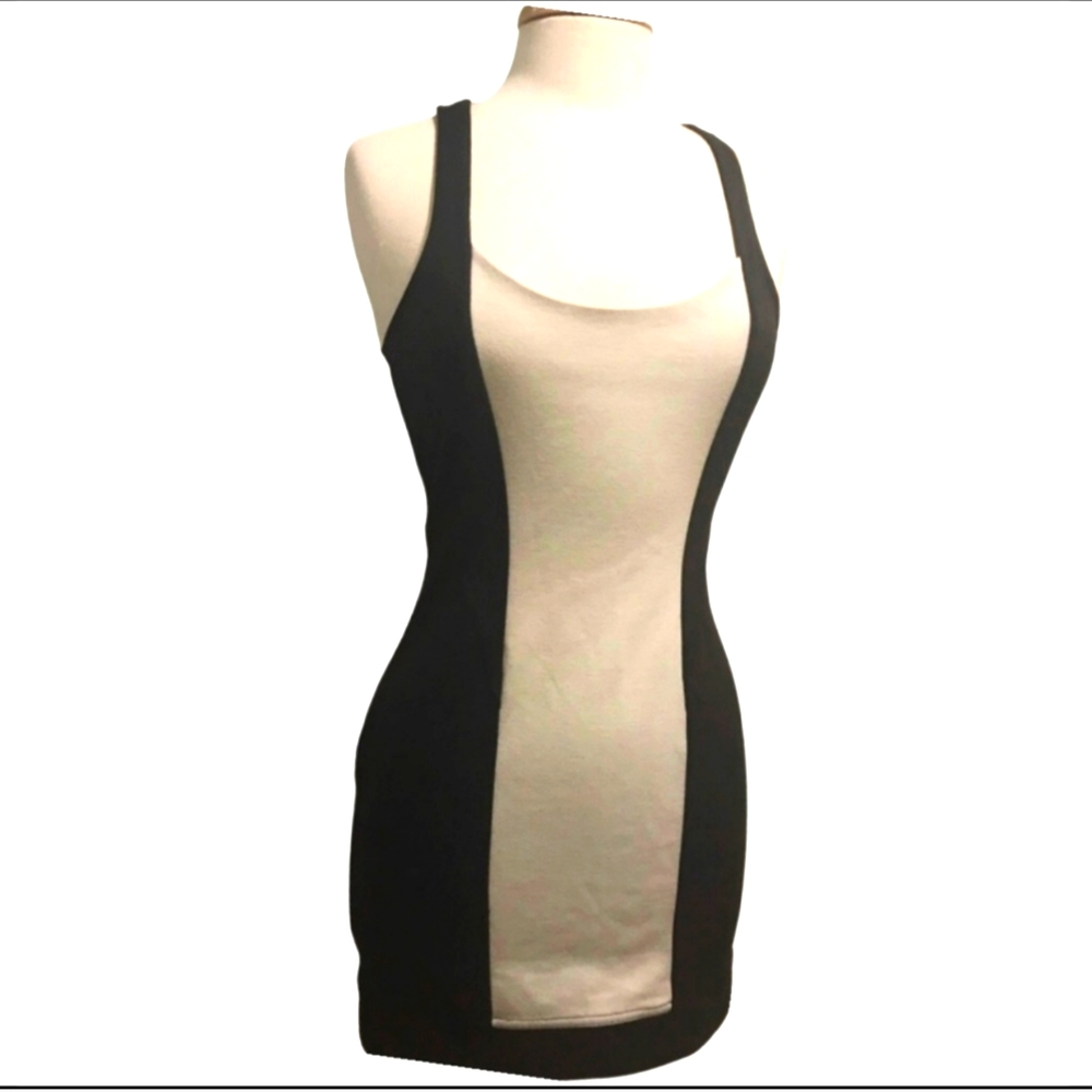 Silence & Noice black /White bodycon sleeveless dress Size S/M